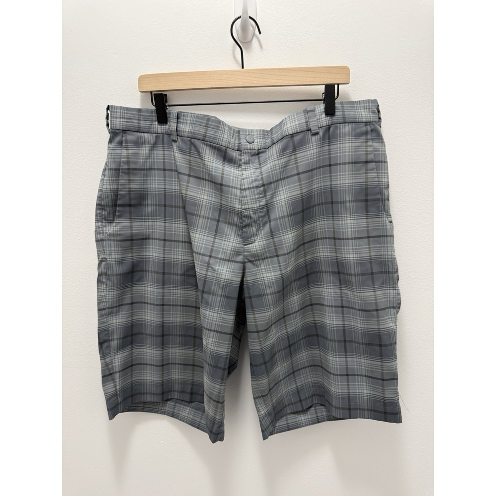 Nike Golf Dri-FIT Plaid Shorts Mens 38 Gray Performance Lightweight‎ Flat Front